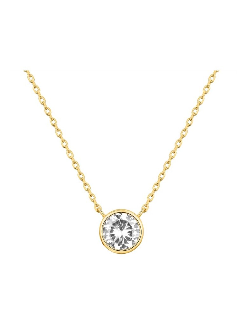 14K Gold Plated Bezel CZ Pendant Necklace 16in Choker
